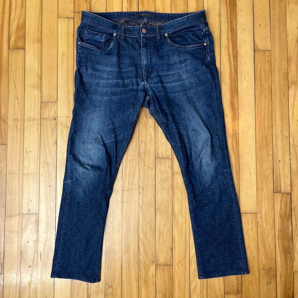 Robert Graham Mens Dark Wash Slim Straight Jeans Made in Italy Blue Size 36